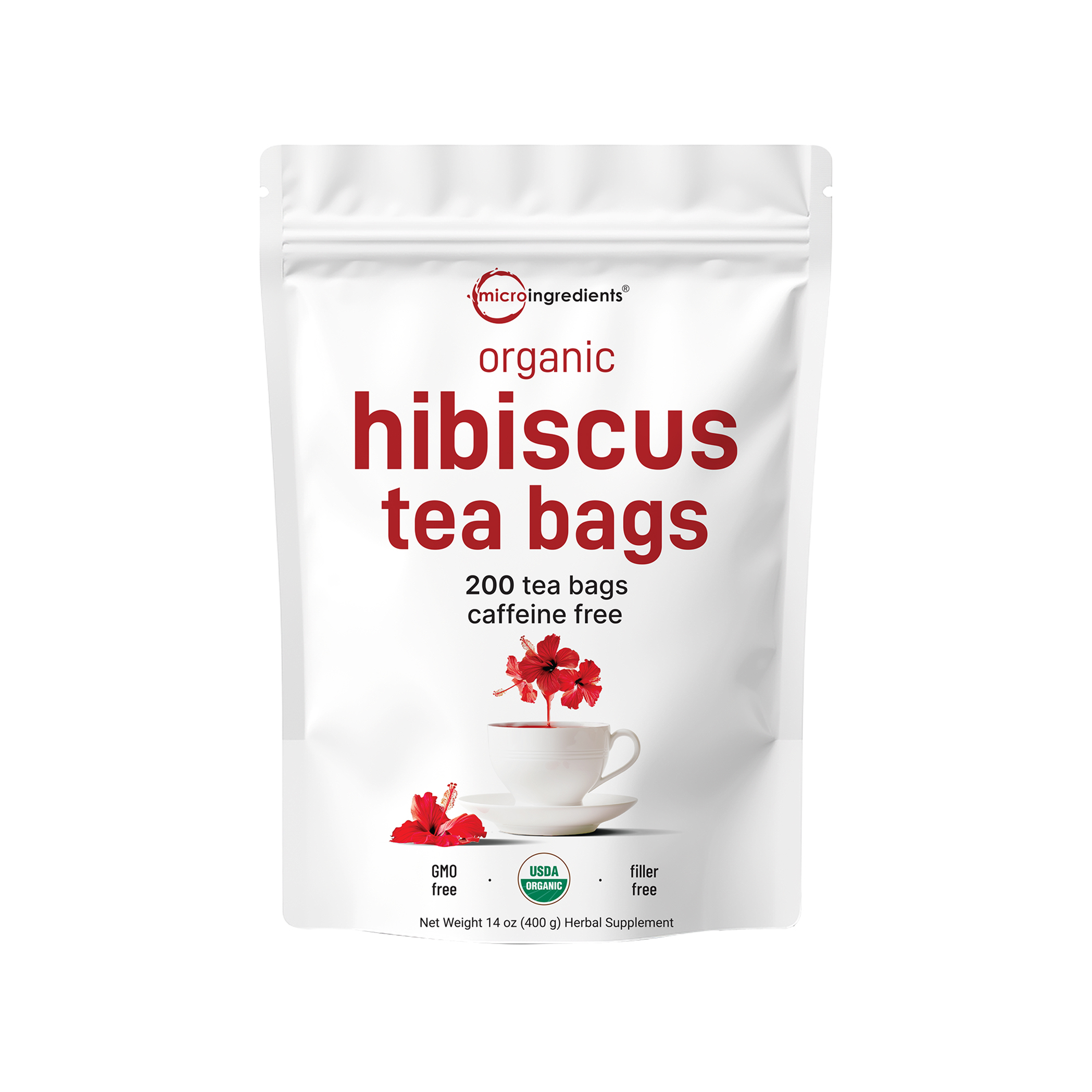Micro Ingredients Organic Hibiscus Tea, 200 Tea Bags