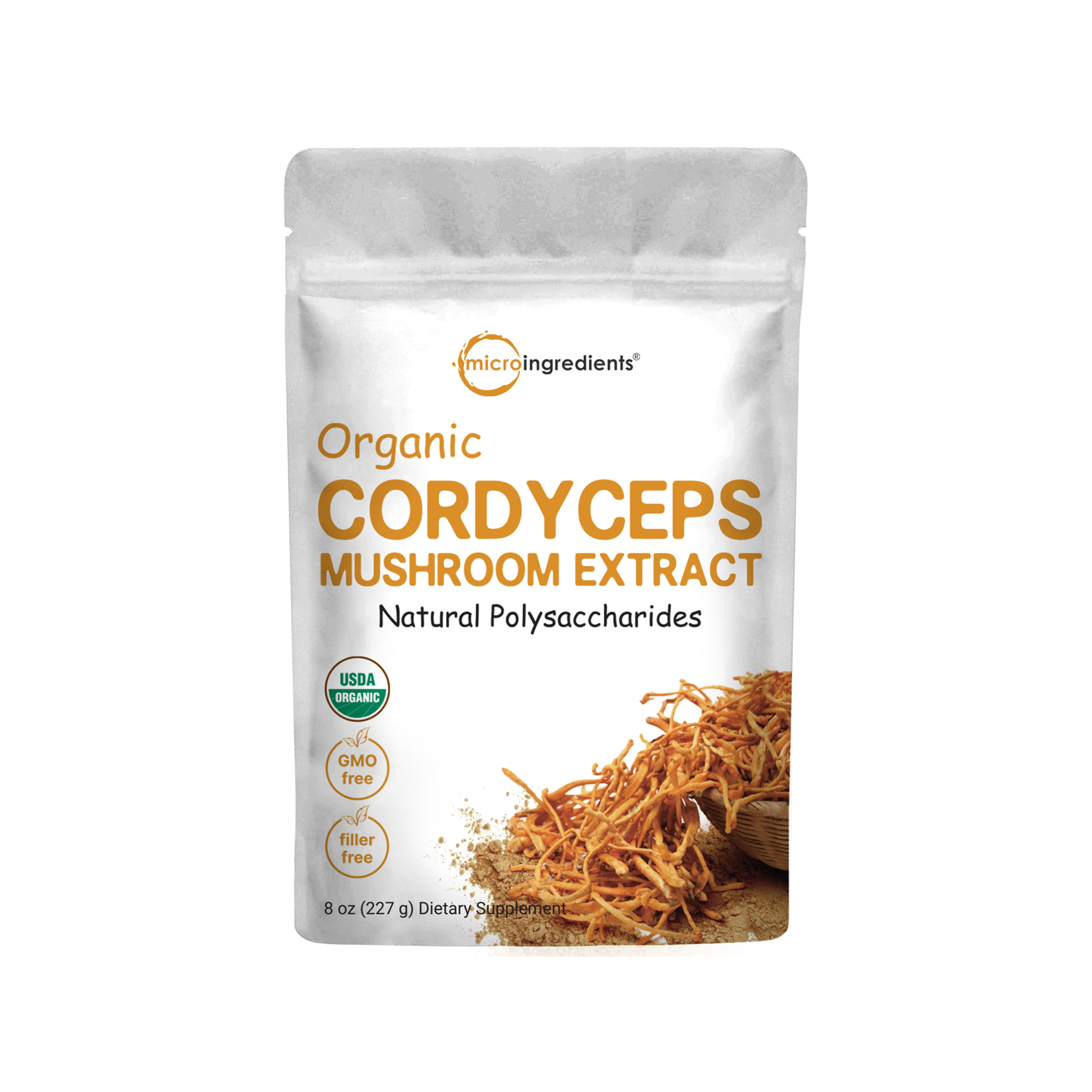 Micro Ingredients Organic Cordyceps Mushroom Extract Powder, 8 Ounces