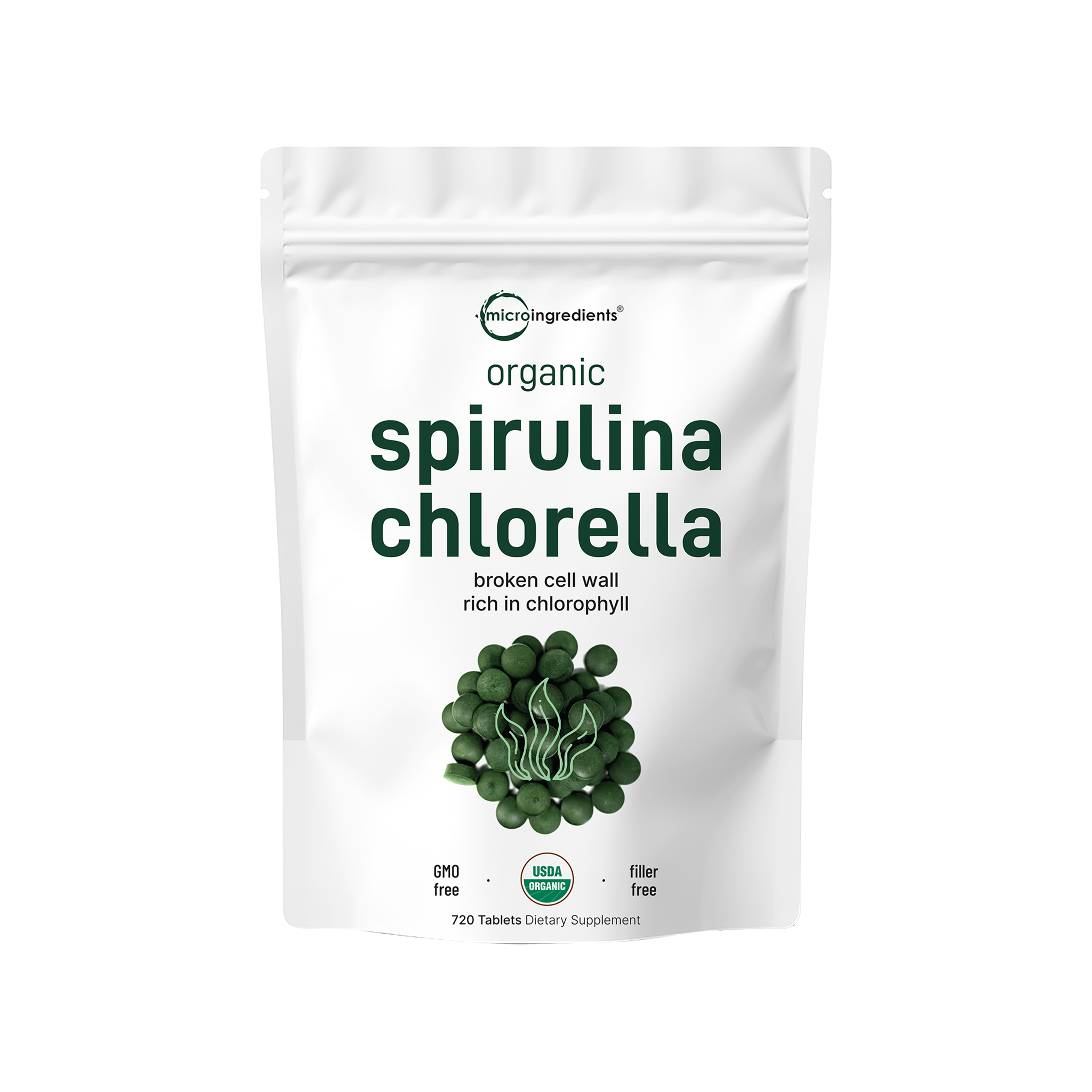 Micro Ingredients Organic Spirulina and Chlorella Tablets
