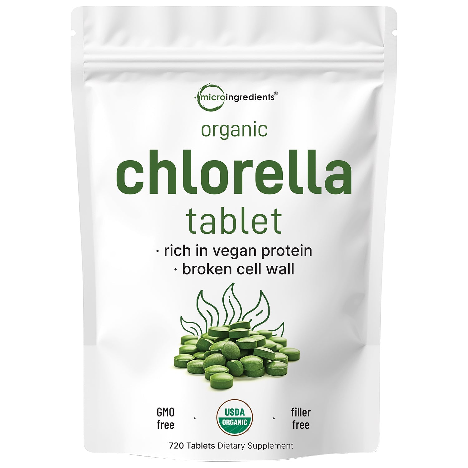 Micro Ingredients Organic Chlorella Tablets, 720 tablets
