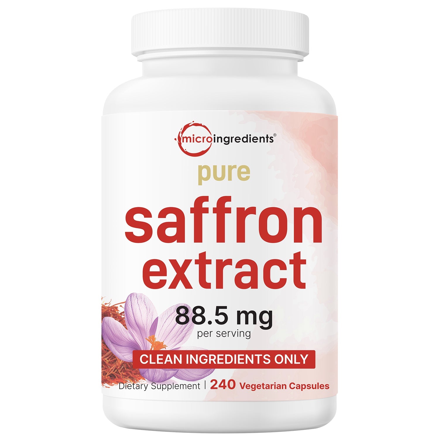 Micro Ingredients Pure Saffron Extract 88.5mg, 240 Veggie Capsules with High Absorption Fat-Soluble Vitamin C