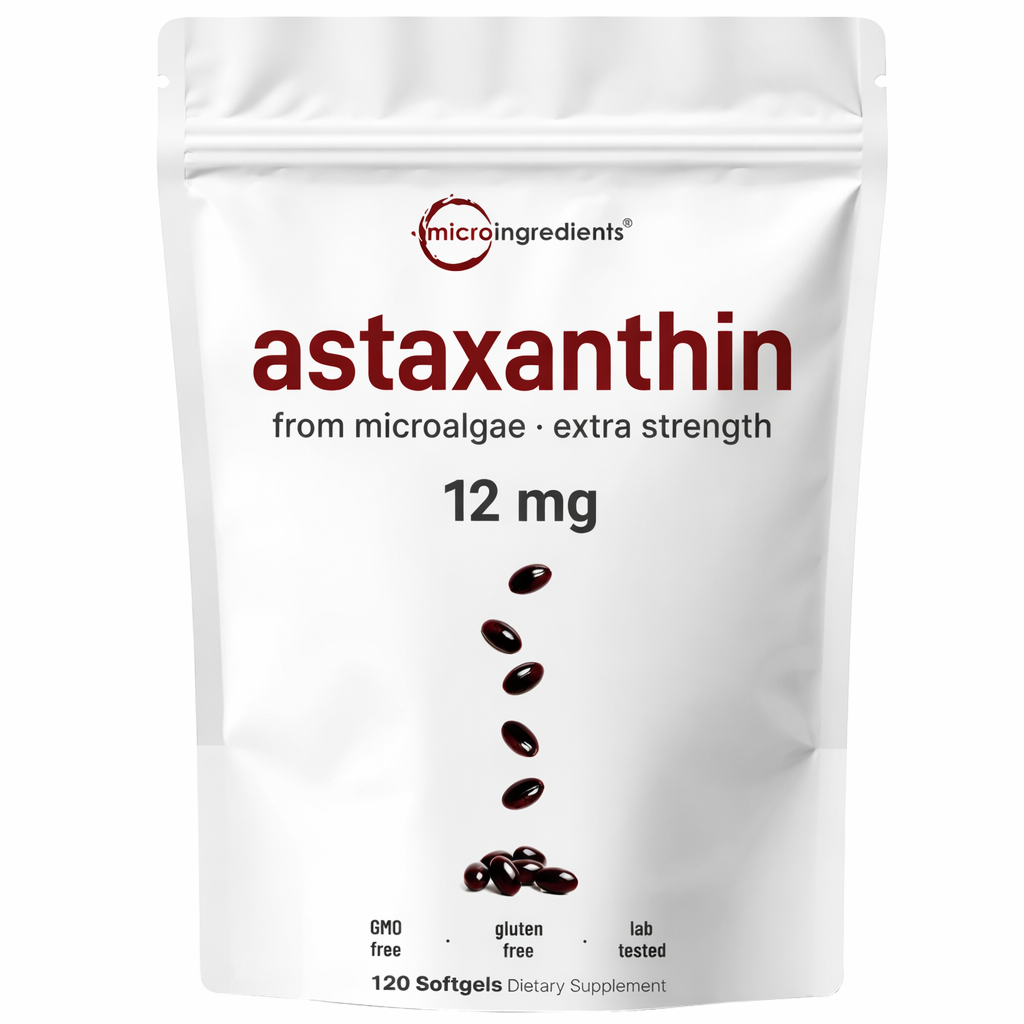 Micro Ingredients Astaxanthin 12mg, 120 Softgels, 4 Month Supply